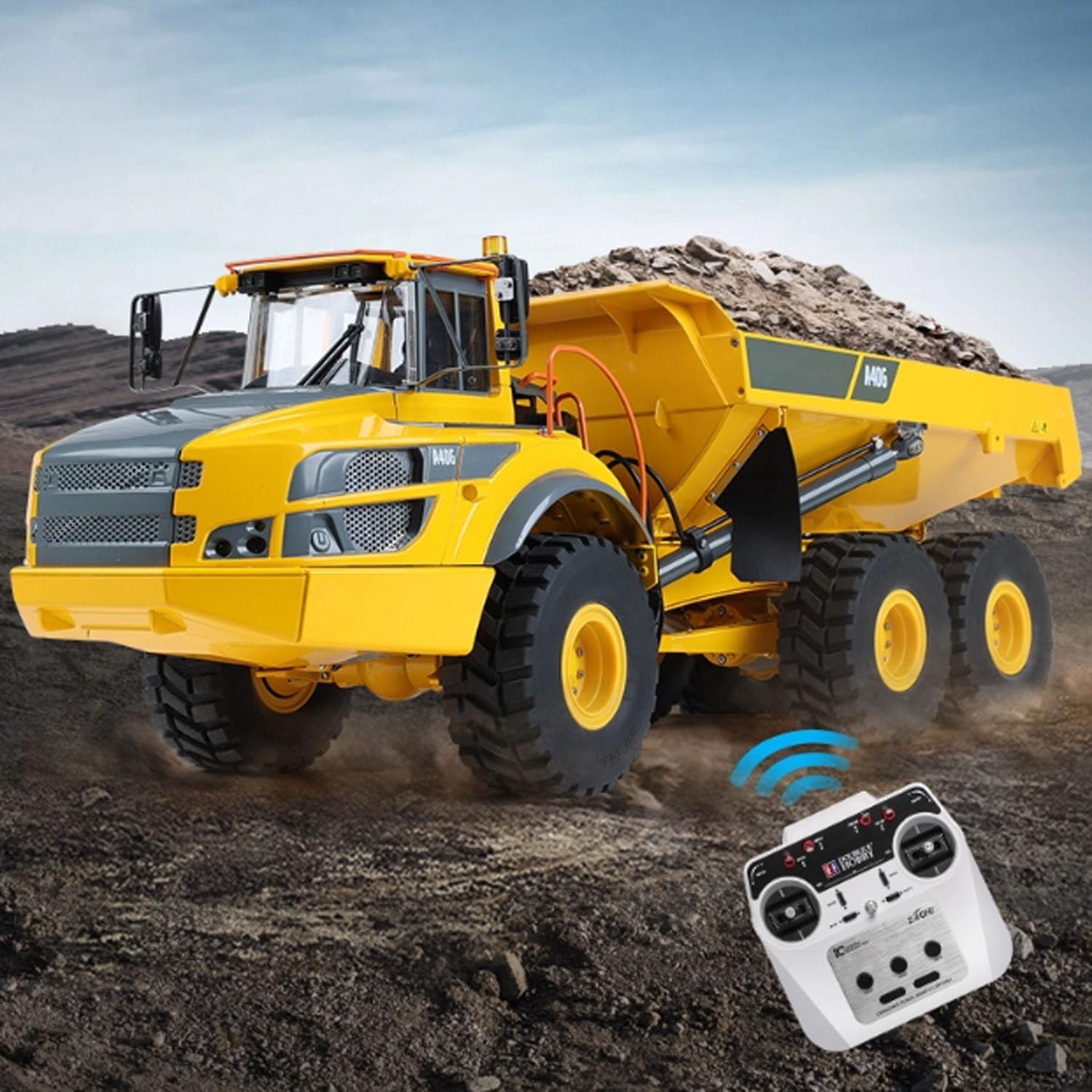 TOUCAN RC HOBBY 1/16 Remote Control Articulated Dumper 6WD Electric Remote Control Truck Model 10KG Load Capacity Openable Door