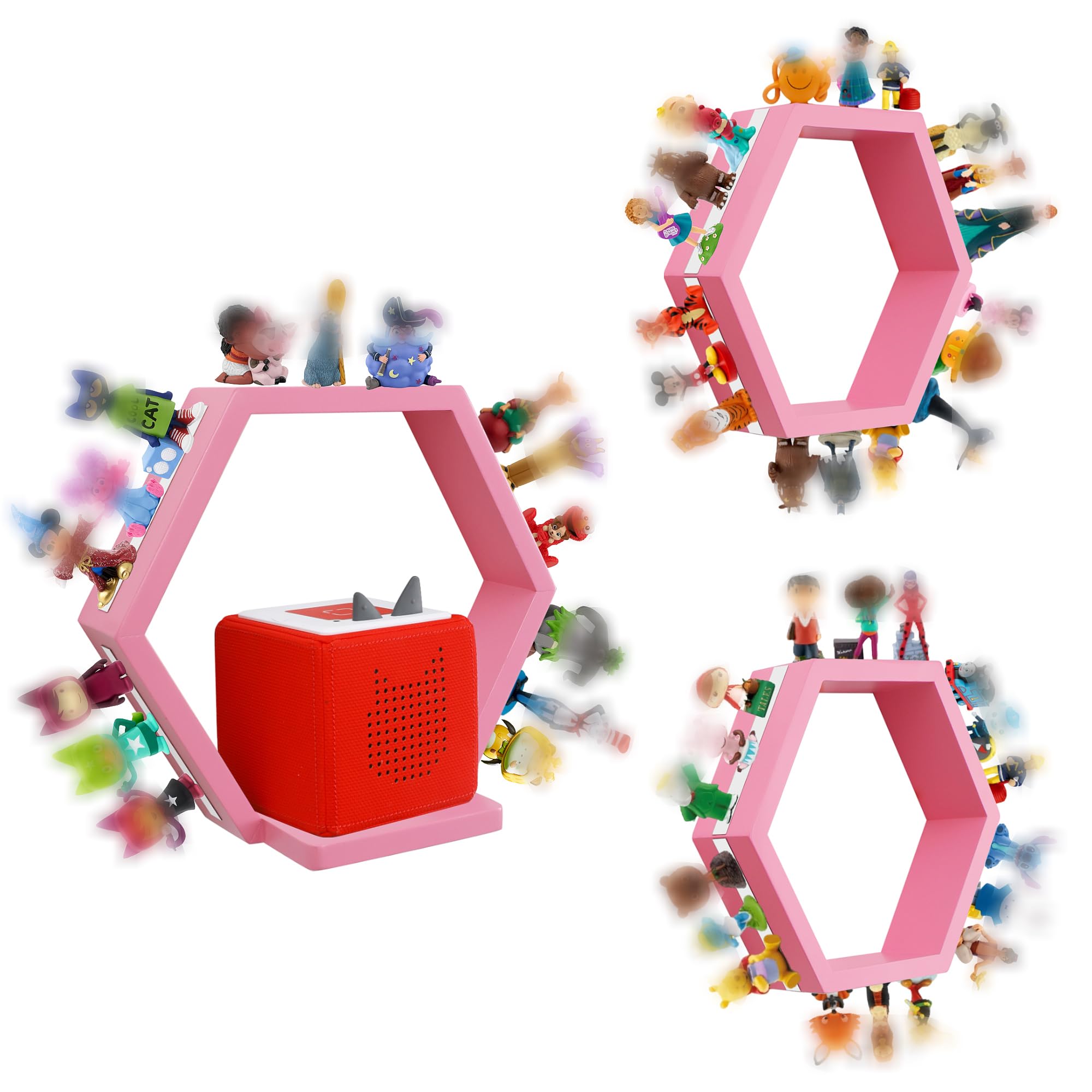 Étagère boîTe Tonie magnétique hexagonale et présentoir de figurines pour chambre bébé