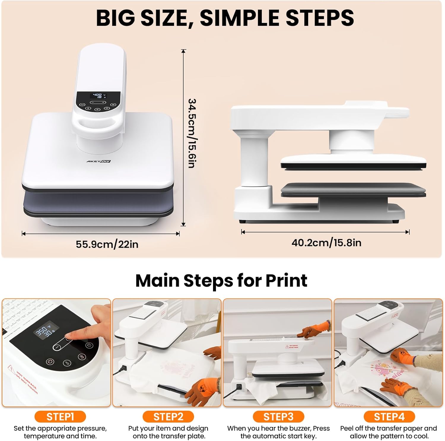 Swivel Auto Heat Press Machine, 15x15 Smart T-Shirt Press with Auto Release & 7-Level Auto Pressure, Higher Heating Height, Heats Up Fast and Evenly Heat for HTV, Sublimation, Heat Transfer