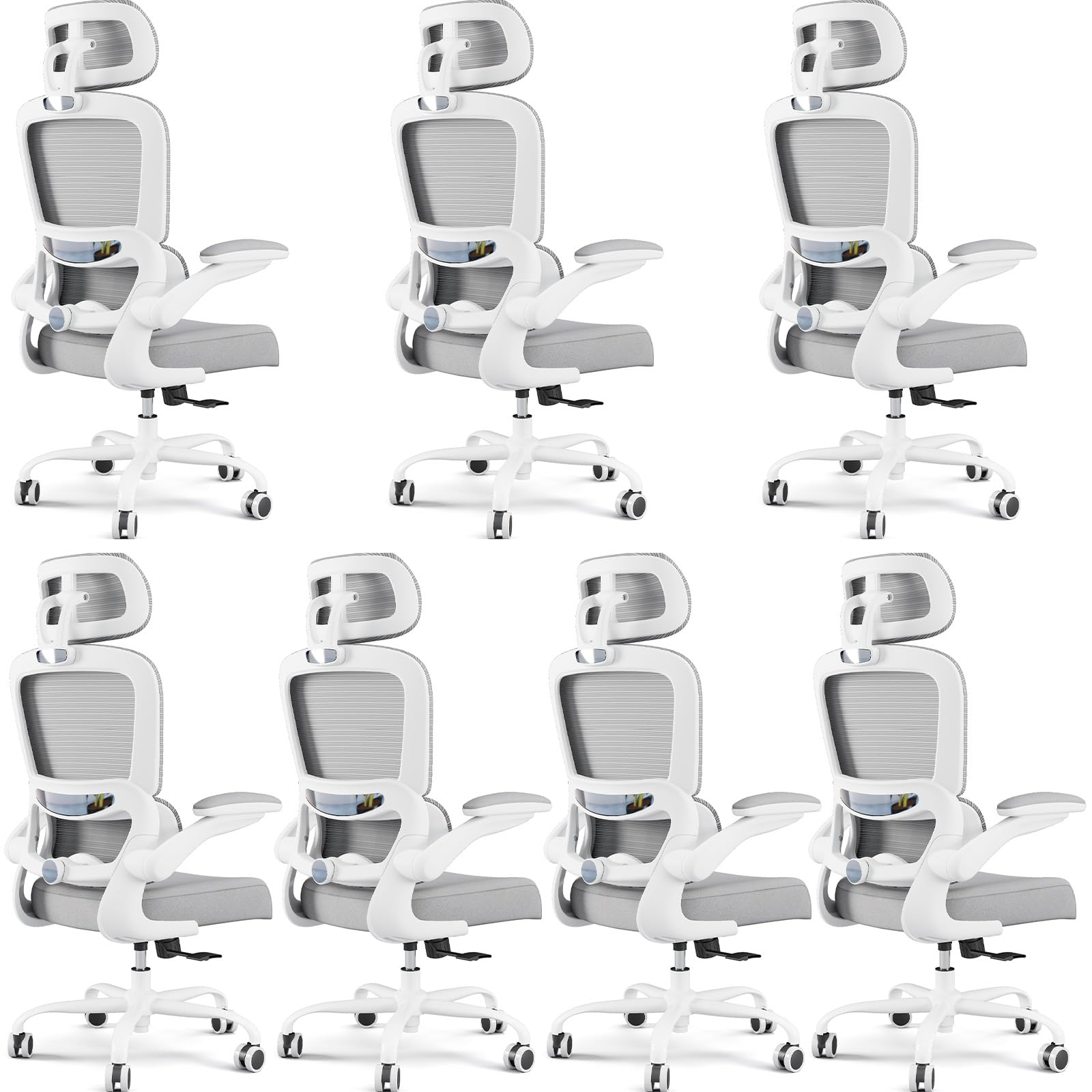 TRALT Office Chair Ergonomic Desk Chair - Gaming Chair with Lumbar Support (7, White) | 330 LBS Home Office Desk Chairs with Headrest, Reading Chair with Flip-up Armrests, Comfortable Computer Chairs (7, White) White 7