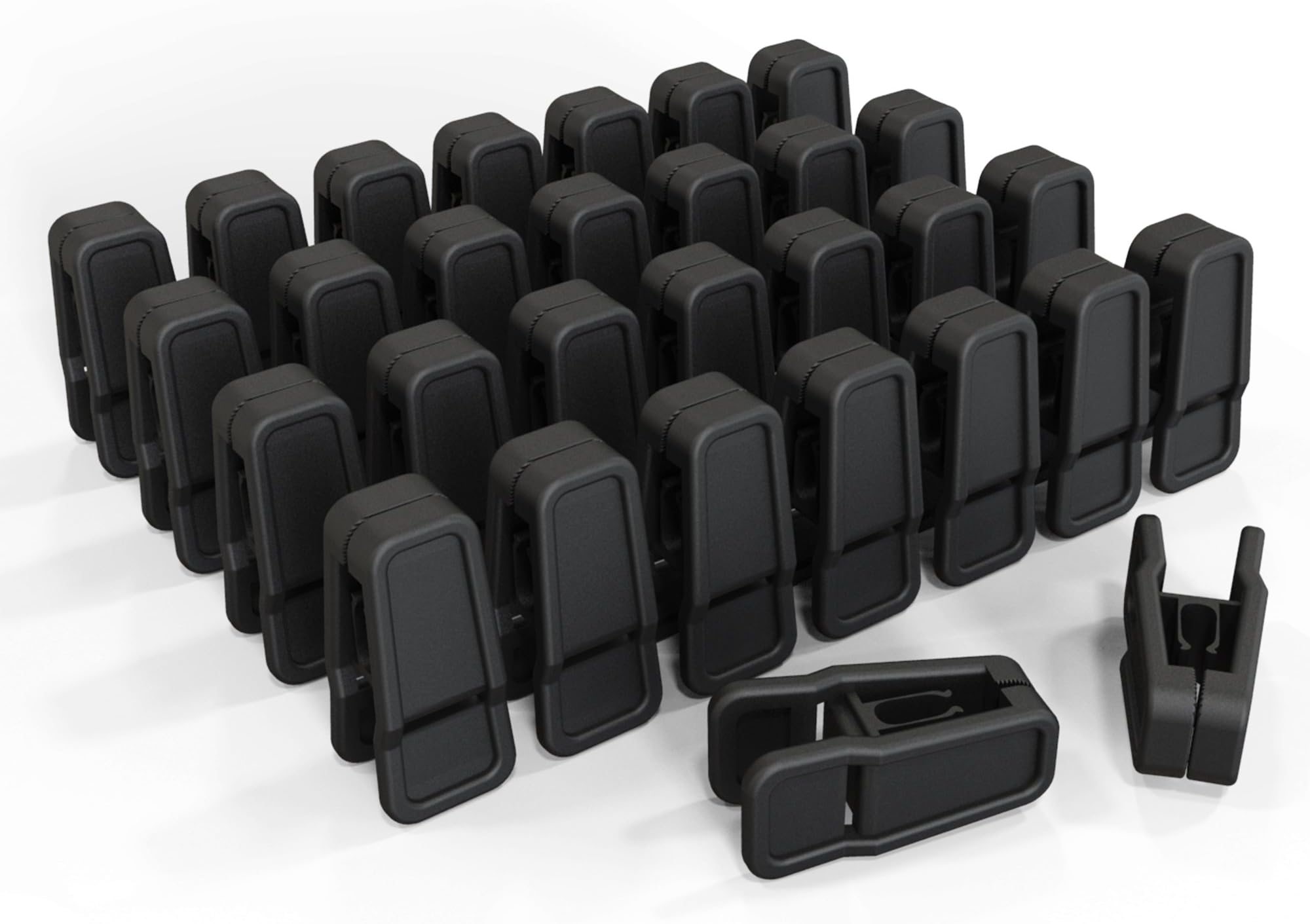TechZoo (28 Pack) Black Plastic Finger Clips for Hangers, Pants Hanger Clips, Strong Pinch Grip Clips for Use with Slim-line Clothes Hangers, Clips for Velvet Hangers