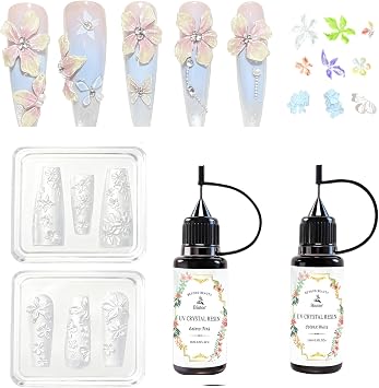 قوالب أظافر Biutee 3D Flowers، قوالب أظافر سيليكون زهرية، قوالب أظافر منحوتة زهرية، قوالب أظافر DIY Flowers Charm للنحت ثلاثي الأبعاد، تصميم أظافر جل راتنج إيبوكسي، مستلزمات احترافية