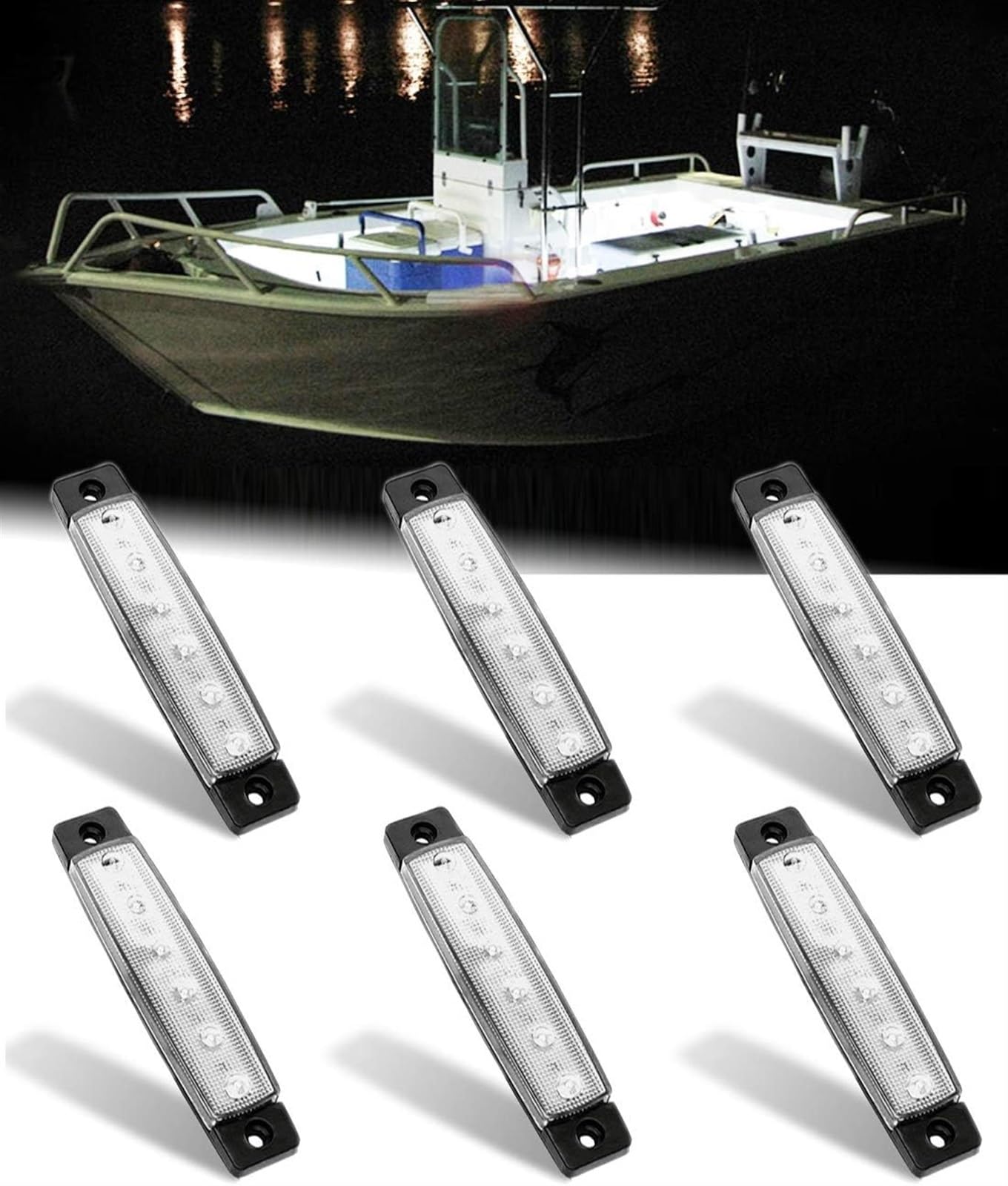 THE WHITE SHOP 6pcs Marine Boat Lights, Utility Led Interior Lights For Boat Deck Courtesy Transom Cockpit Light Water-proof Marine Lighs For Yacht Fishing Pontoon Boat Sailboat Kayak Bass Boat Vessel