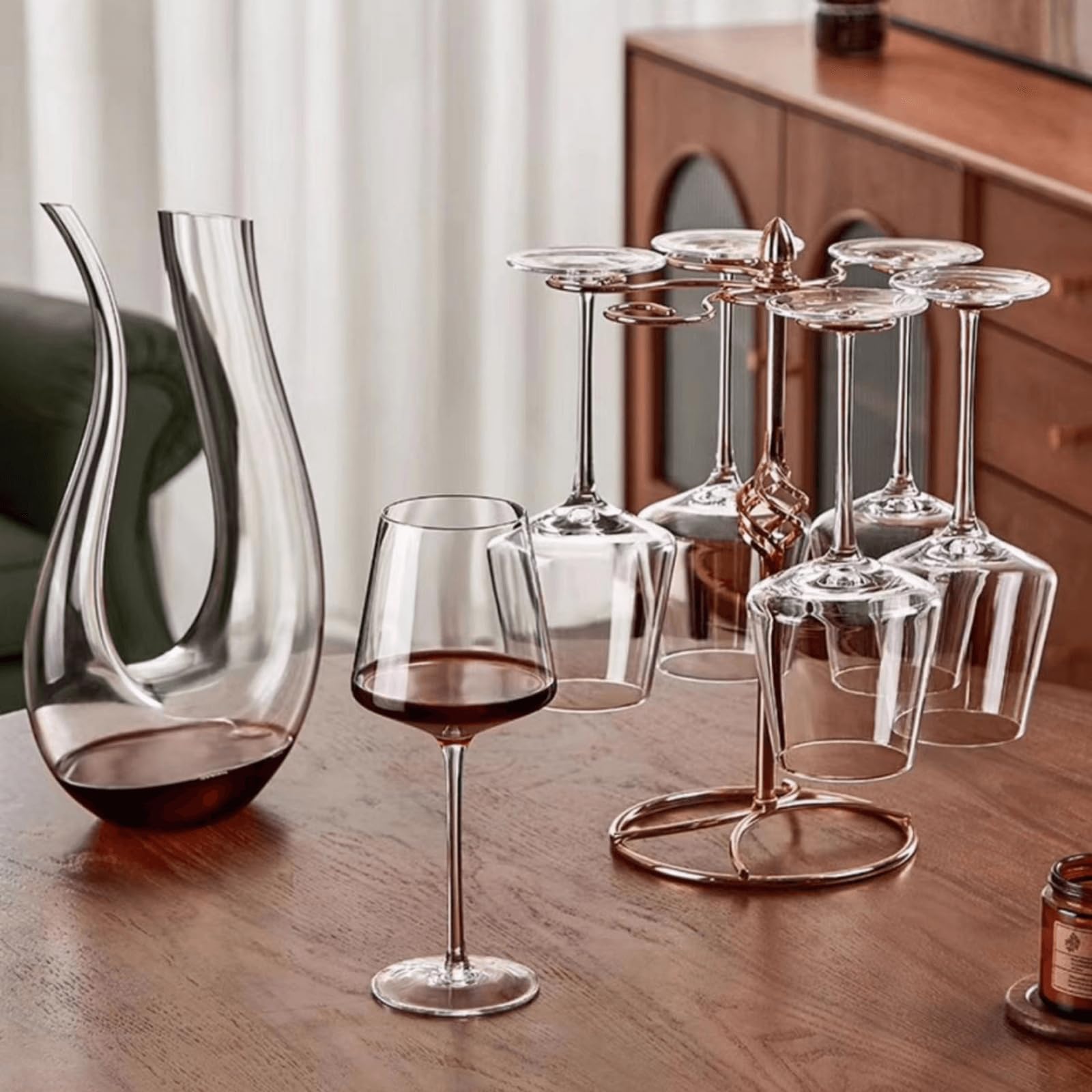 Copas de vino tinto de cristal, copas sopladas a mano de 18 onzas, vidrio transparente de tallo largo para degustación de vino tinto y blanco, boda, fiesta (6pcs)