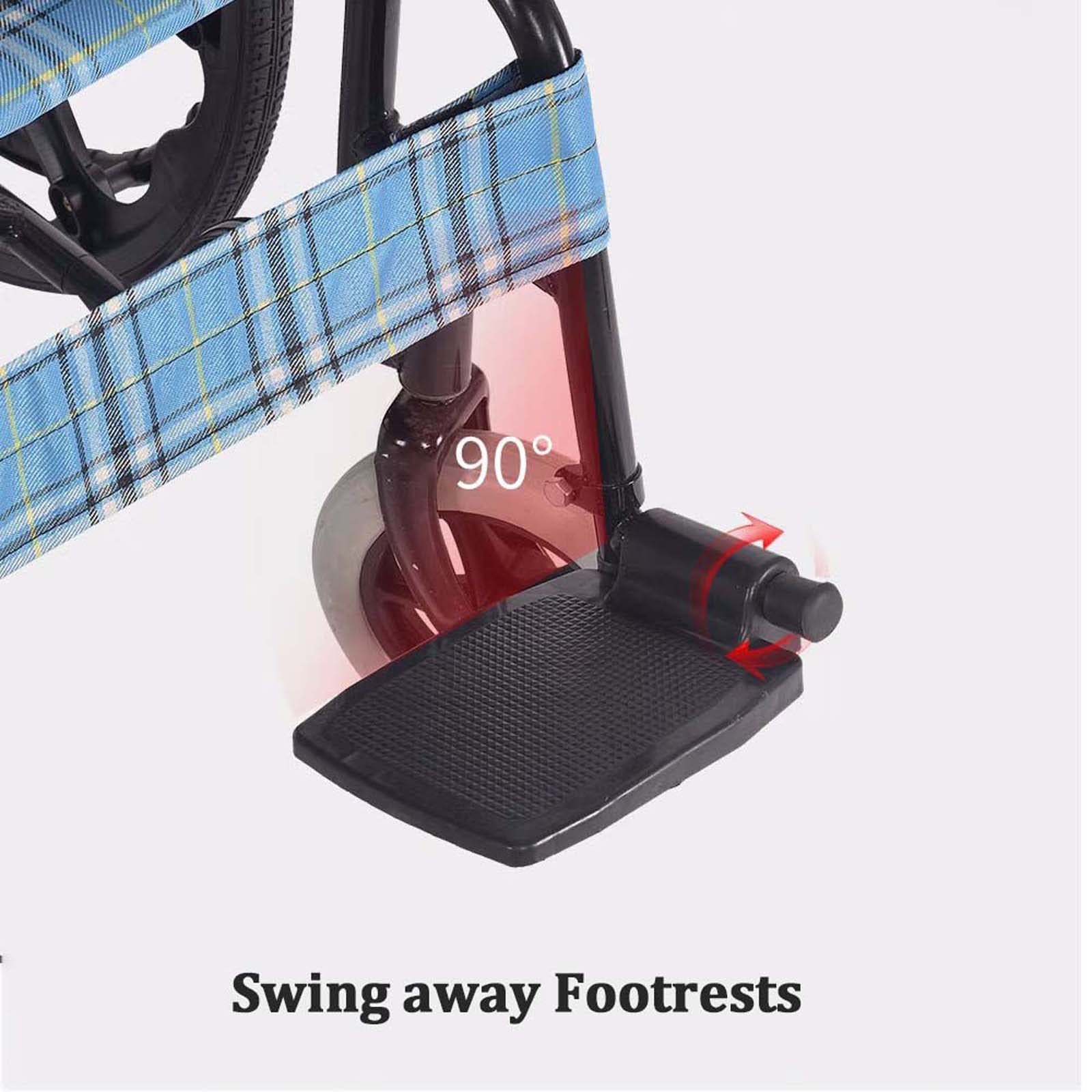 Silla de ruedas extra ancha con 20 asientos, capacidad de peso de 400 libras, silla de transporte plegable resistente para adultos, brazos completos y reposapiés abatibles