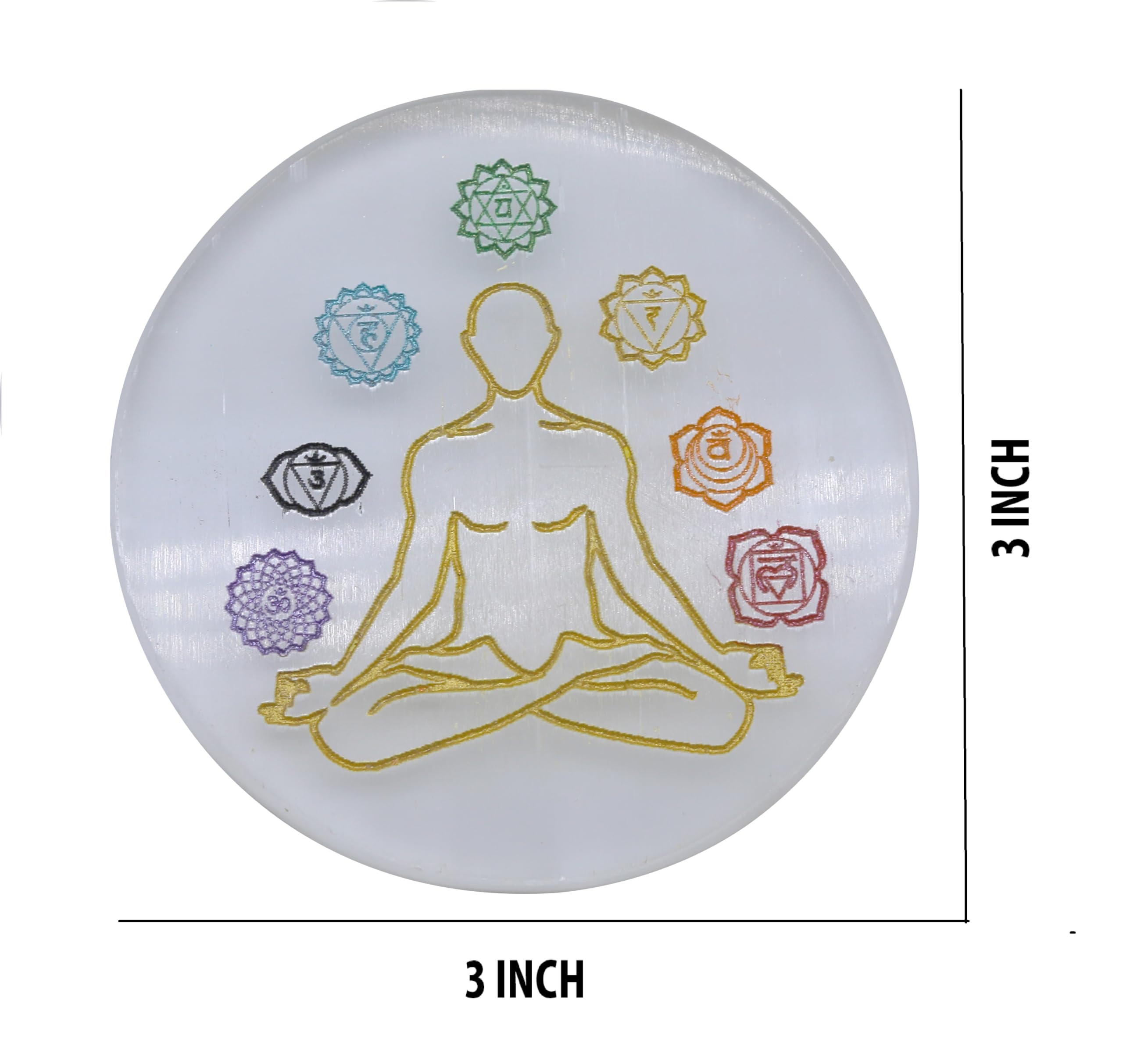 TREE MAISON CORONATING HOMES Treemaison Selenite Seven Chakra Charging Plate | 3 Inch | Seven Chakra Selenite Plate for Cleansing, Re-Energy Work,Meditation & Pooja |Selenite Plate to Charge Reiki