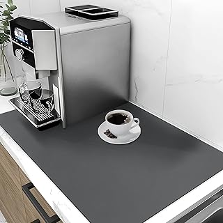 SOSMAR Dish Drying Mat for Kitchen Counter, 24''x 16''Coffee Machine Mat Counter Protector, Kitchen Absorbent Draining Mat, Sink Drainer Mat Spill Mat Absorbent Non-Slip Draining Mat for Dishes Grey