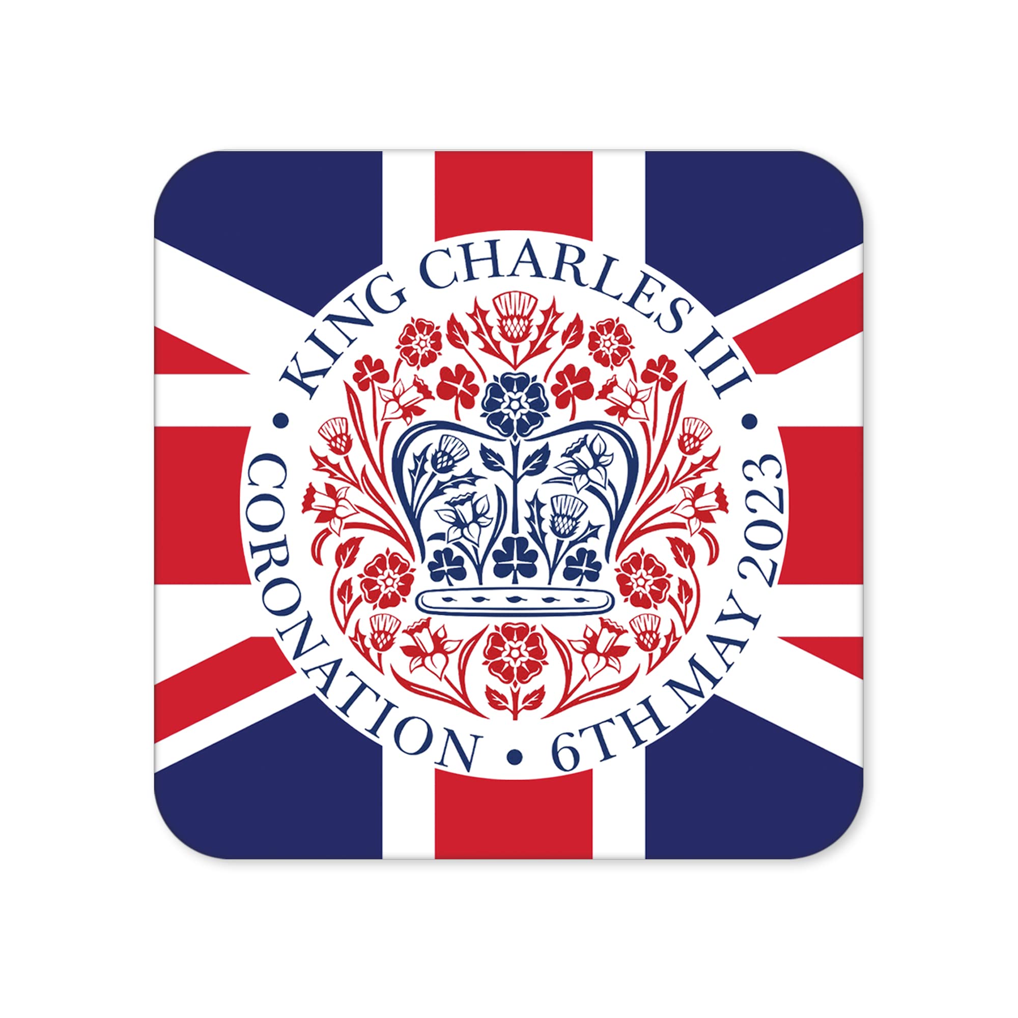 Print Maniacs Boys White Kings Coronation 2023 Official Union Jack Square Coasters King Charles Iii Commemorative Souvenir Gift His Majesty The King Royal Memorabilia Gifts Coronation Memorabilia