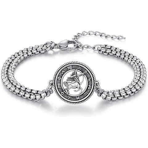 REDSUN Zodiac Bracelet for Men Women 925 Sterling Silver Zodiac Bracelet Adjustable Astrology Horoscope Jewelry for Birthday Christmas Gifts, with Stianless Steel Chain