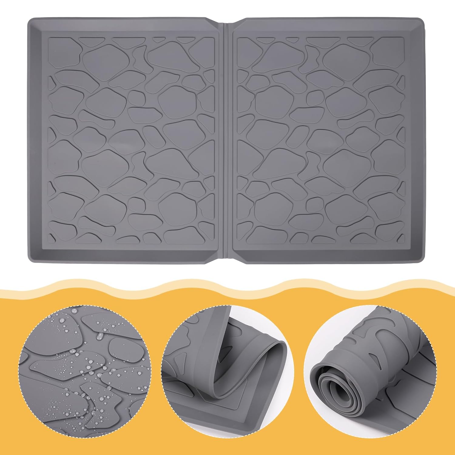 All Weather Mat for Wonderfold Wagon W2 Models, 30.2x16x0.8 Inch Wagon Accessory Silicone Protective Floor Mat Prevent Sand Dirt Water Stroller Cart Mat Accessory