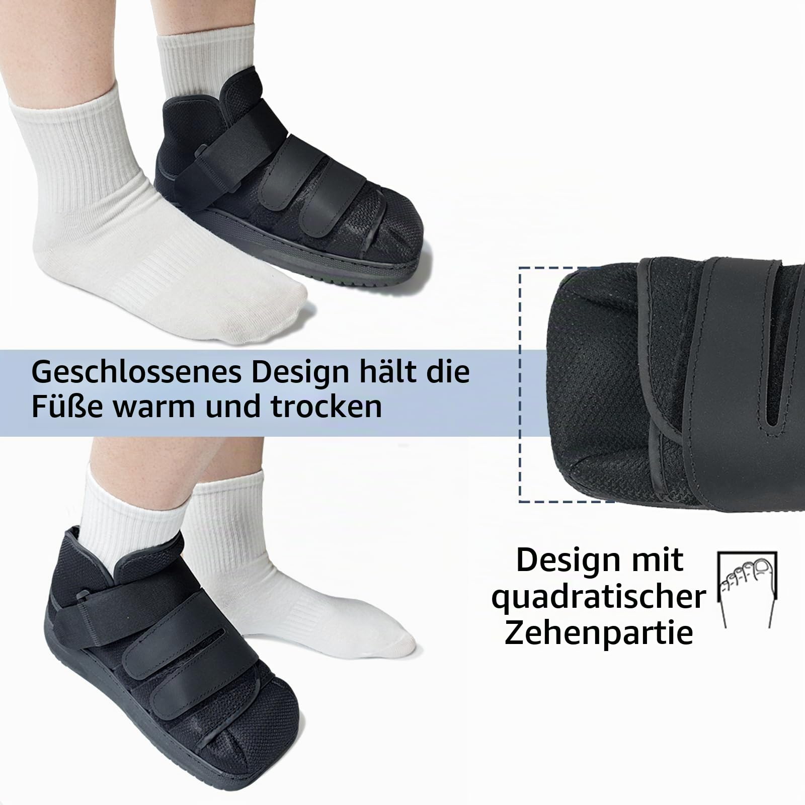 Op Walking Shoe mit geschlossenem Zehensteg – leichter orthopädischer Fußstiefel mit harter Sohle für gebrochene Zehen, Mittelfuß-Stressfrakturen, Ballenzeh-Chirurgie und gebrochene
