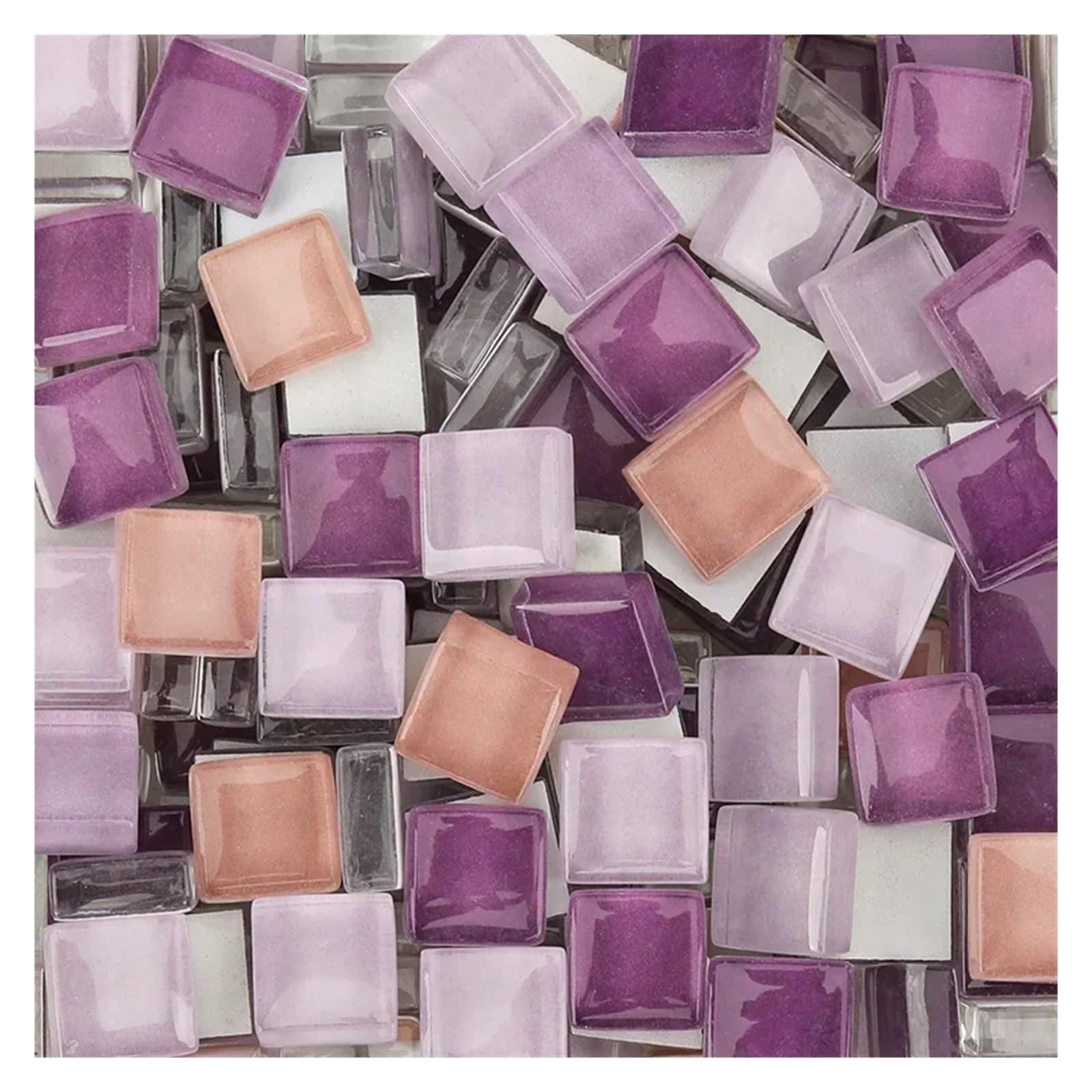Sppeoukj Purple Mix 100G Mixed Mosaic Pieces Assorted Color Square Glitter Glass Tiles For Diy Crafts Supplies(Purple Mix)