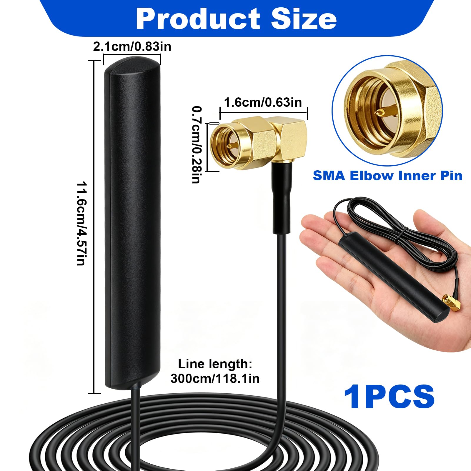 Antenna DAB + per parabrezza, antenna universale DAB con cavo da 3 metri e angolo in metallo, per autoradio FM AM Tuner compatibile con Pioneer Alpine Clarion Sony