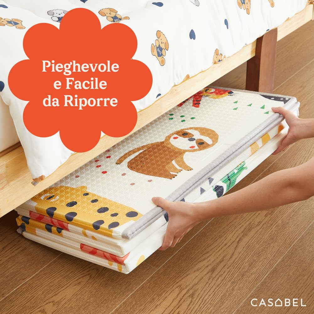 CASABEL tappeto gioco per bambini, morbido, 180x150cm, motivo scimmia | Evolutivo, tappeto bebè pieghevole, impermeabile, grande e spesso, design colorato, compatto, facile da riporre e pulire