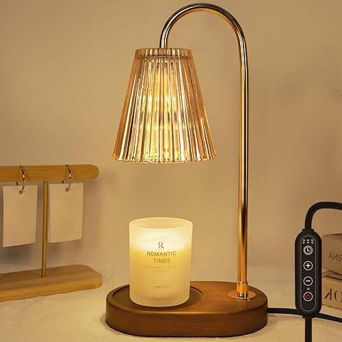 Lámpara calentadora de velas eléctrica con fragancia con 2 bombillas, temporizador y regulador de intensidad de 4 niveles, compatible con todas las