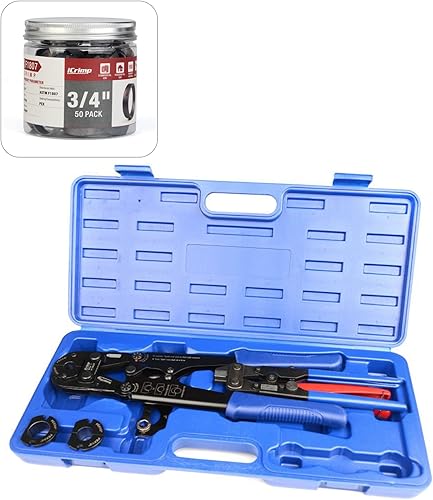 iCrimp - Kit de engaste de anillos de cobre C/W 50 piezas de anillos de cobre de 3/4 pulgadas