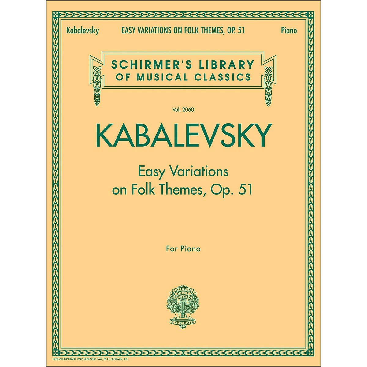 Easy Variations on Folk Themes, Op. 51: Schirmer Library of Classics Volume 2060 (Schirmer's Library of Musical Classics)