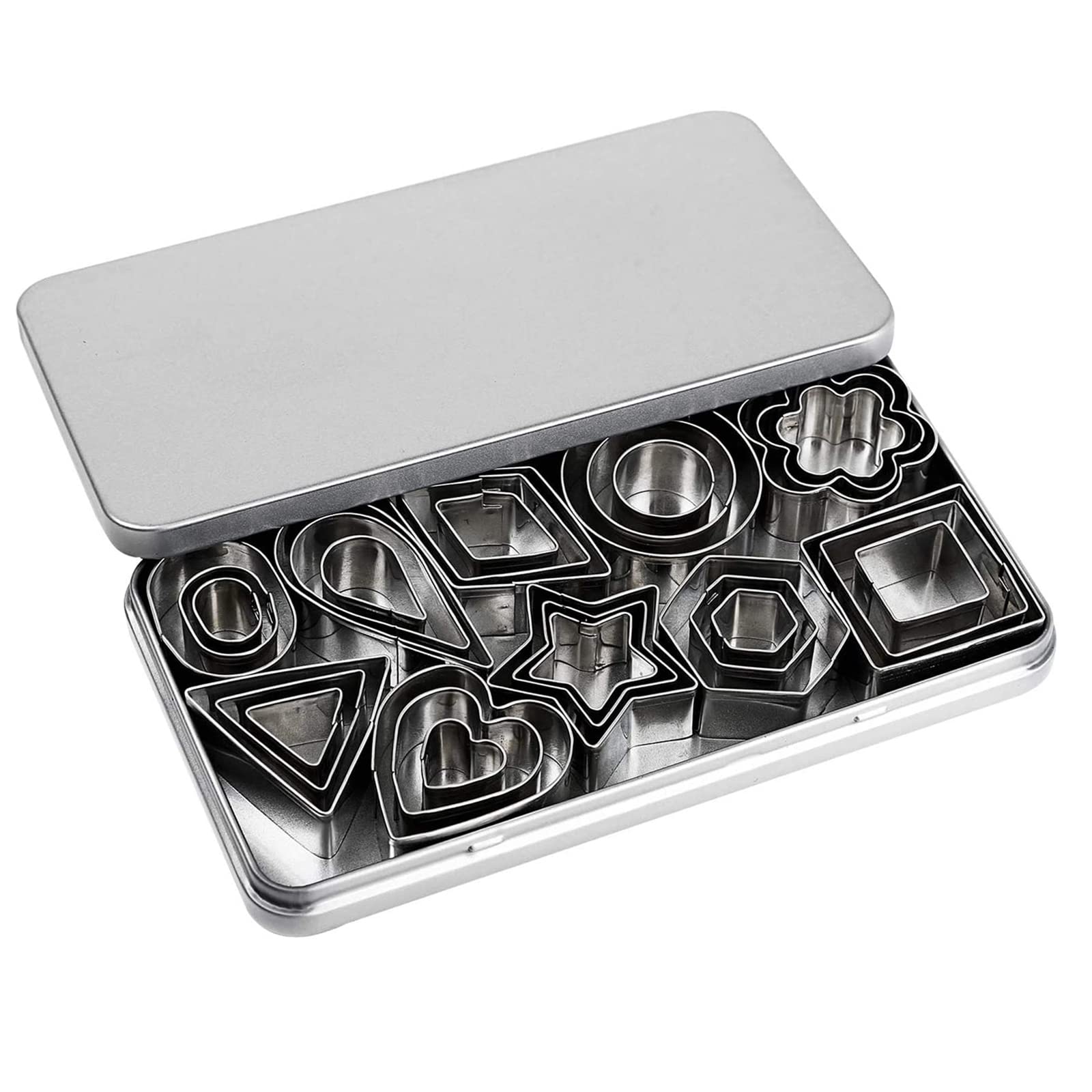 Buxuaaaa 30 Pieces Biscuit Cutter Biscuit Mold Cookie Cutter Baking Gadget Stainless Steel for Baking Lover Stainless Steel Cookie Set