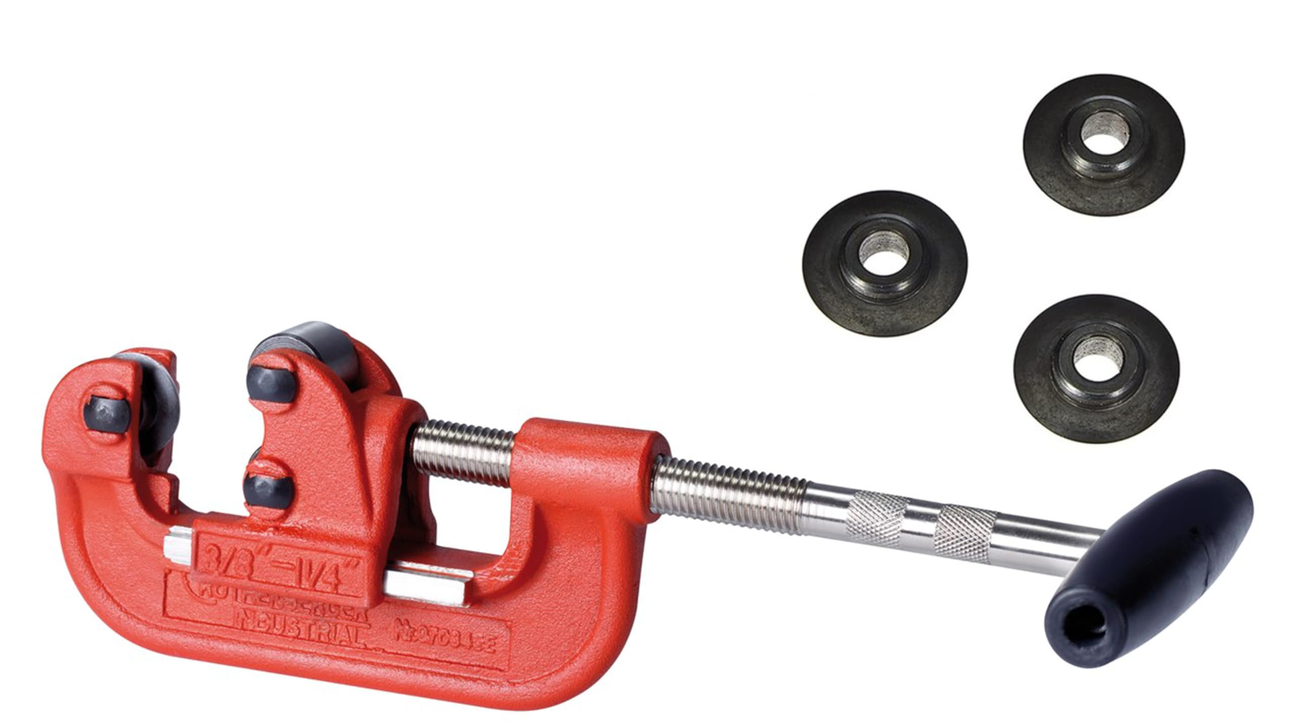 ROTHENBERGER Industrial Stahlrohr Abschneider + 3x Ersatzschneidrad | Stahlrohrschneider | Rohrschneider zum exakten Abschneiden von Stahlrohren | Ø 10 mm - 42 mm (1/8" - 1 1/4")