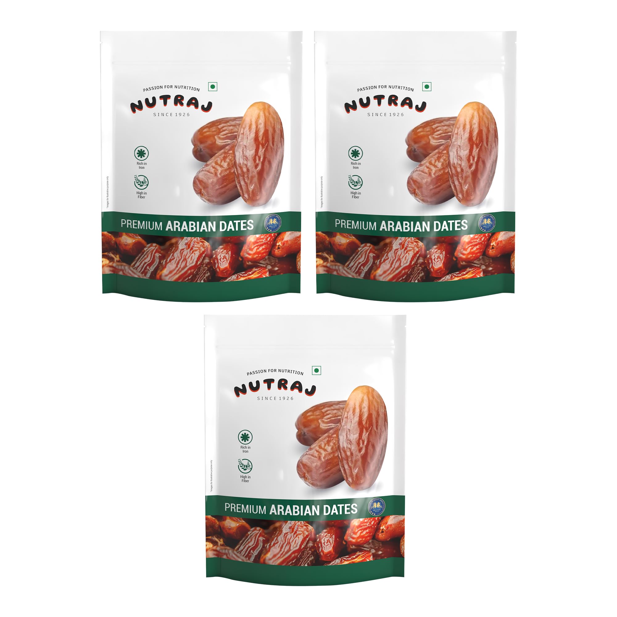 Nutraj UAE Arabian Dates 1.5kg (500g X 3) Pouch | Khajur | Dry Fruits and Nuts | Grocery Items
