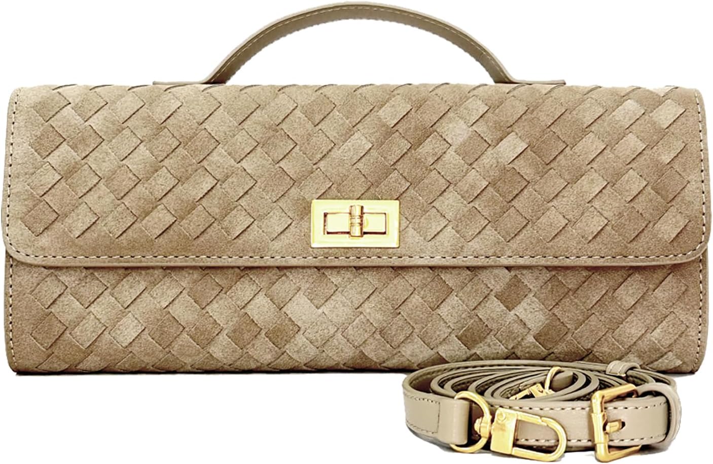 Stylish Woven Suede Handbag for Women - Trendy Evening Shoulder Bag & Casual Clutch Purse | Woven Suede