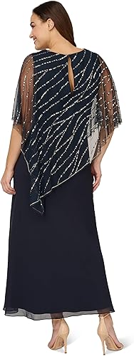 Miniatura 3 de Adrianna Papell Vestido midi Popover con cuentas de talla grande para mujer