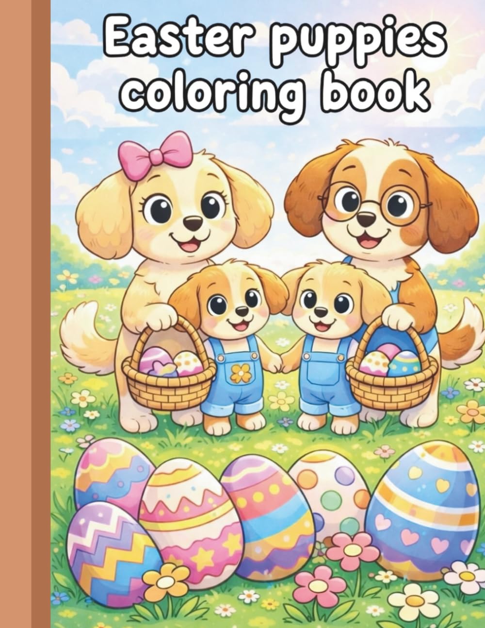 Easter Happy Hop Coloring Book: Adorable puppies hunting Easter eggs and decorating baskets. cute & easy scenes to color!
