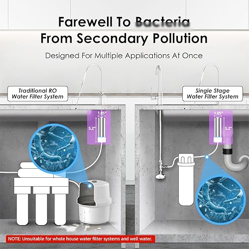 Miniatura 4 de Waterdrop 15UBW-UF - Sistema de filtro de agua para debajo del fregadero de 0.01 μm y filtro de agua LED para cocina, certificado FCC, acero