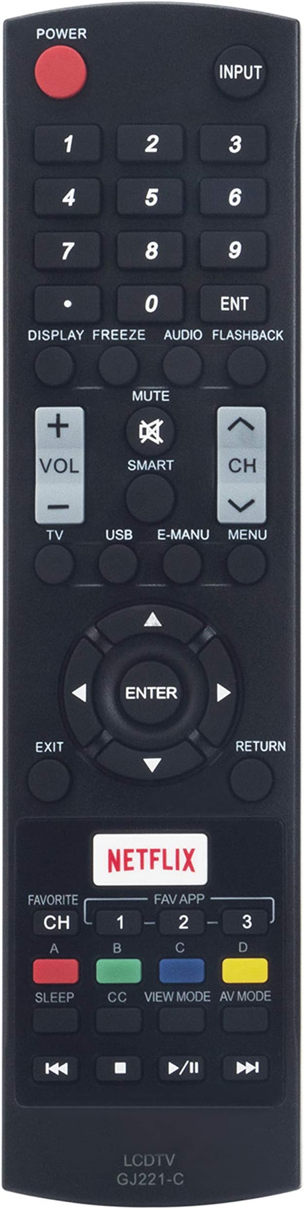 GJ221-C Replaced Remote fit for Sharp LCD TV LC32LE653U LC-32LE653U LC40LE653U LC-40LE653U LC43LE653U LC-43LE653U LC48LE653U LC-48LE653U LC55LE653U LC-55LE653U LC65LE645U LC-65LE645U LC65LE653U