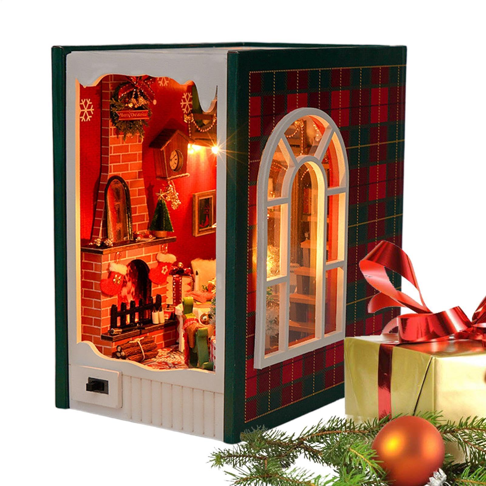 Kit per casa delle bambole in miniatura, decorazione artistica per la casa | Casa di Natale a LED, per compleanno, soggiorno, camera da letto, tavolo, scrivania, cucina, ufficio, bambini