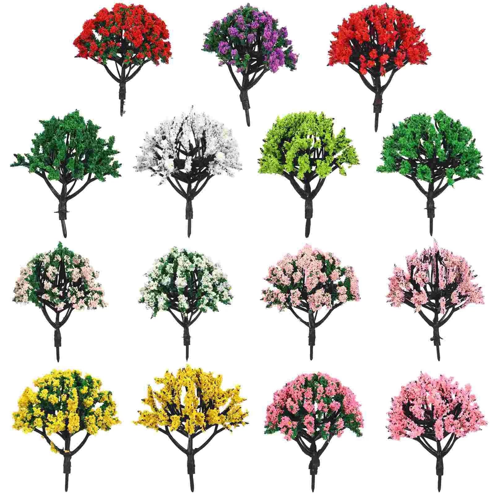 SPPEOUKJ 15 Pcs Micro Landscape Greening Small Trees Miniature Diorama Tree Architecture Model Train Accessories