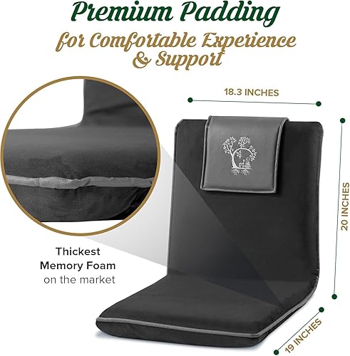 Miniatura 2 de Silla de meditación japonesa con respaldo para adultos, silla de meditación premium con respaldo ajustable y plegable para sentarse, yoga
