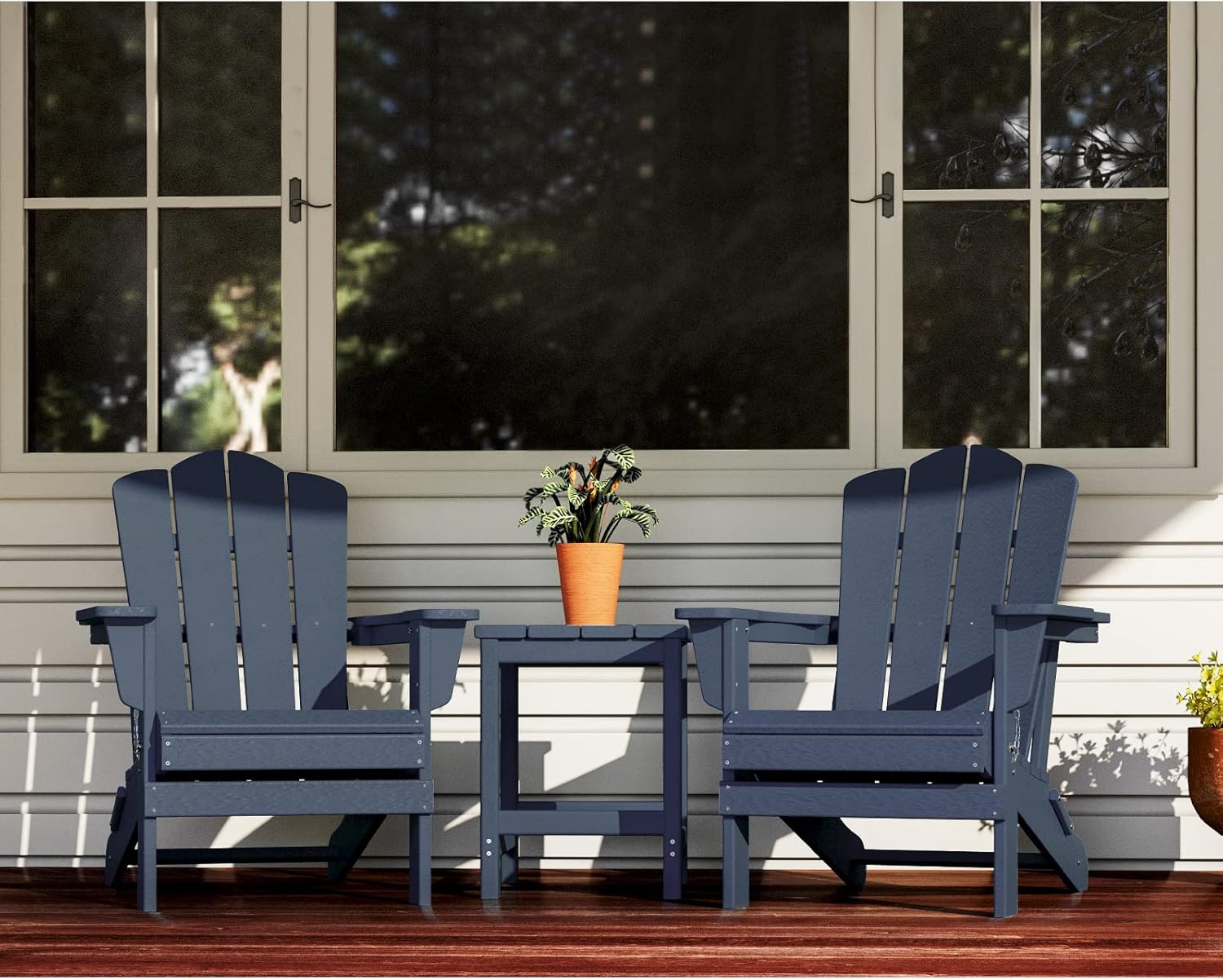KINGYES Folding Adirondack Chair, HDPE All-Weather Adirondack Chair, Navy : Patio, Lawn & Garden