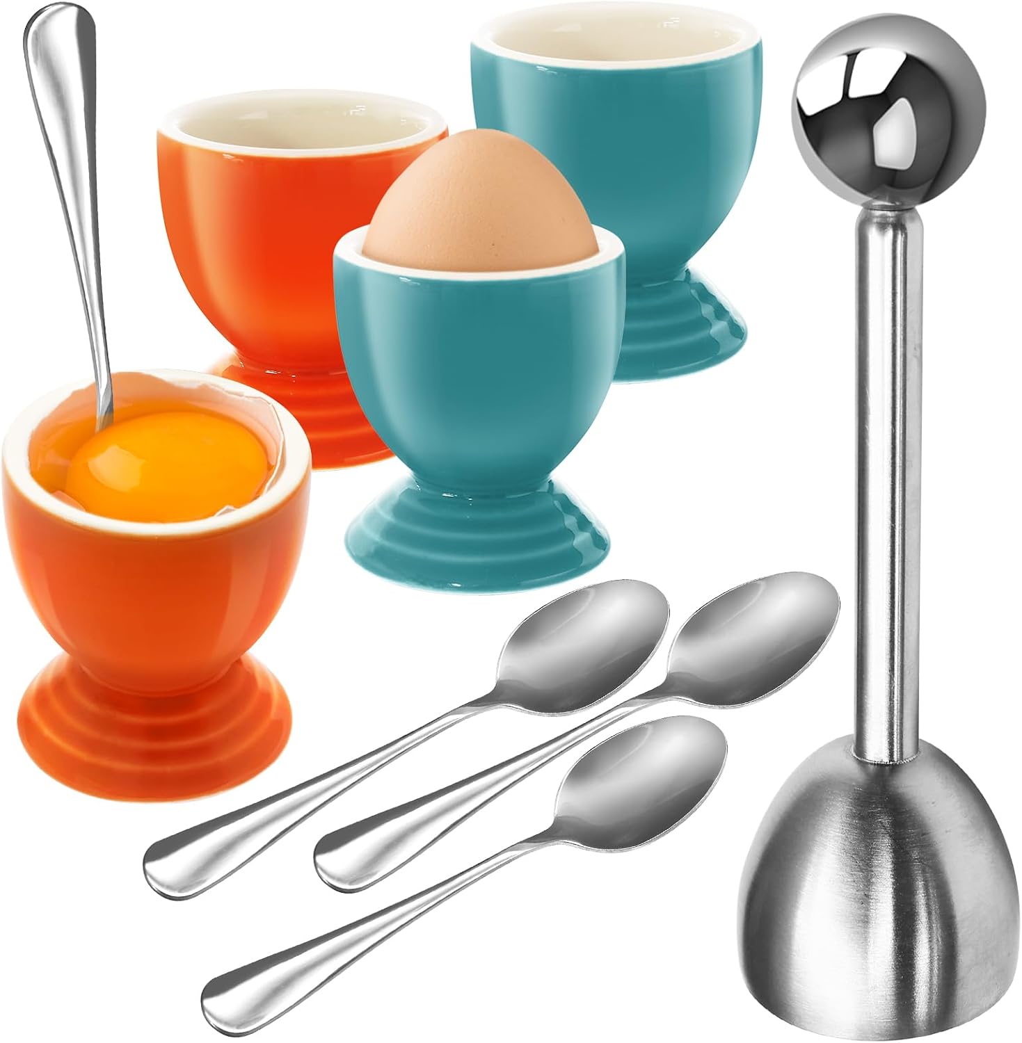 Soft Boiled Eggs Cups Set Colorful Caribbean
