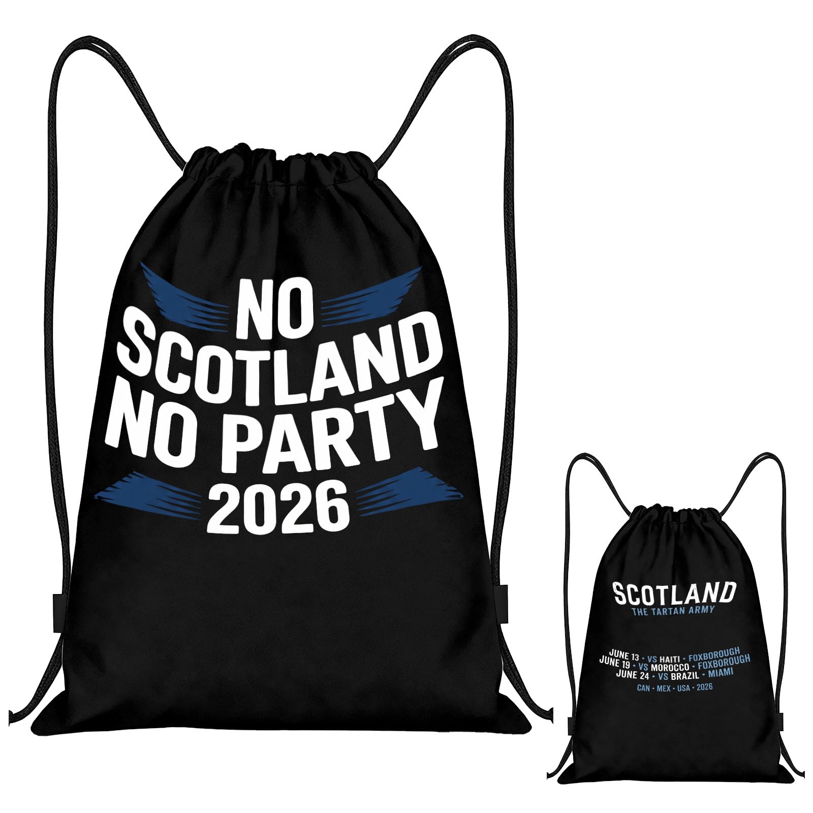 zhongko Football Drawstring Bags for Scotland Fans, Vitality Slogan Football Gym Bag with Schedule Printed, Stylish Soccer Bag for Matchday or Daily, Soccer Gift for Men Women