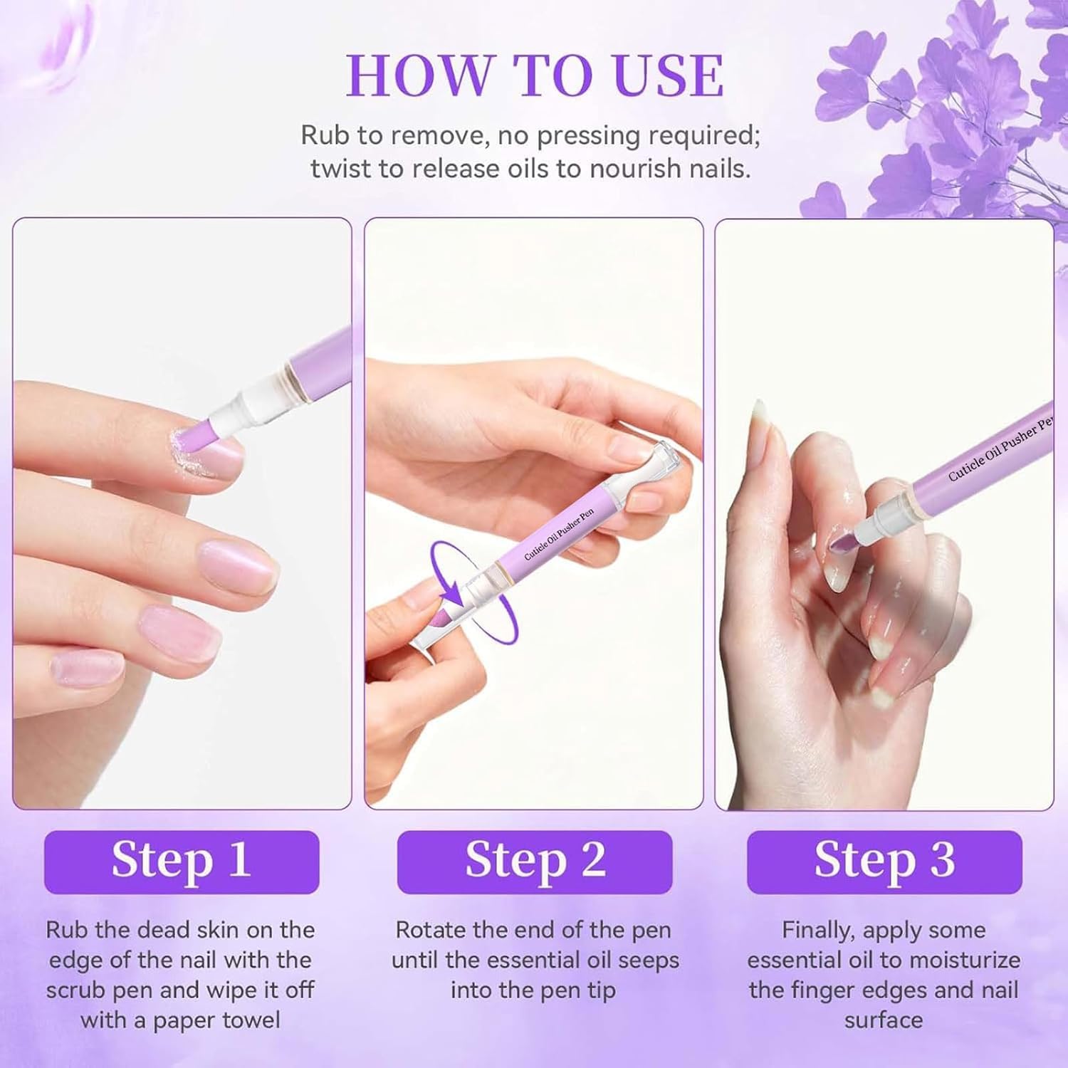 Empujador de cutículas 2.0, lápiz de aceite 2 en 1, lápiz de aceite para cutículas, punta de cerámica, cuidado para reparar uñas secas y dañadas, exfoliación suave y cuidado de la cama de las uñas (8