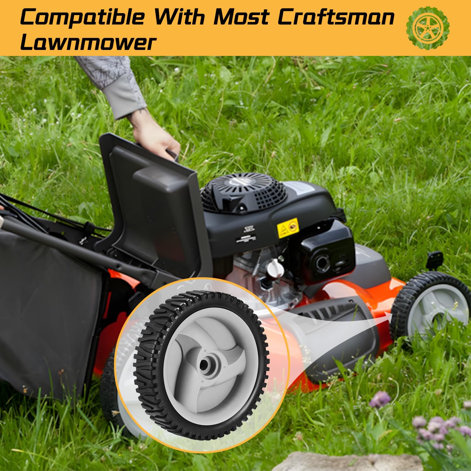 583719501 194231X460 - Ruedas de transmisión delanteras compatibles con ruedas Craftsman para cortacésped, paquete de 2