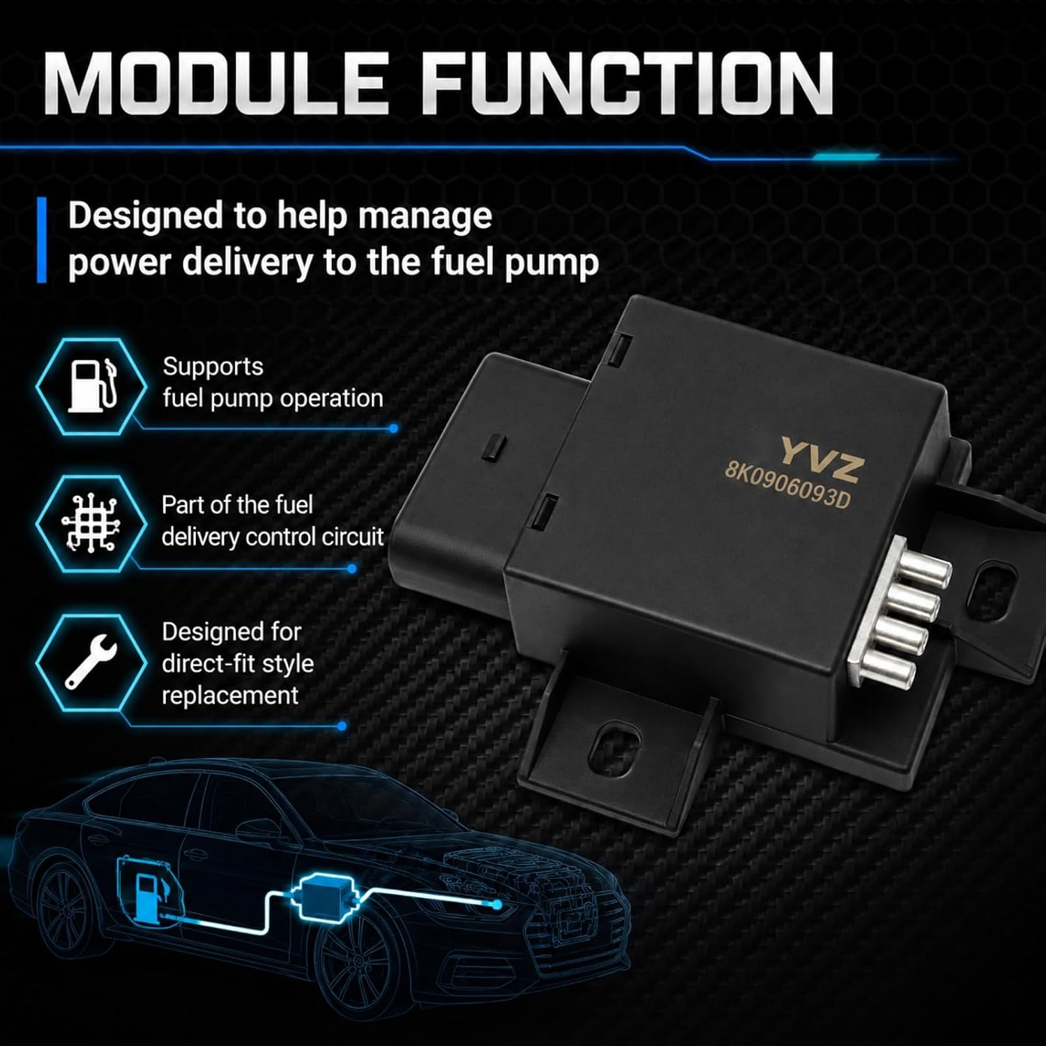 YVZ Fuel Pump Control Module Replacement for Audi A4 Q5 S4 2010-2012, A5 S5 2008-2011 - Replaces OE 8K0906093B, 8K0906093D, 8K0906093H