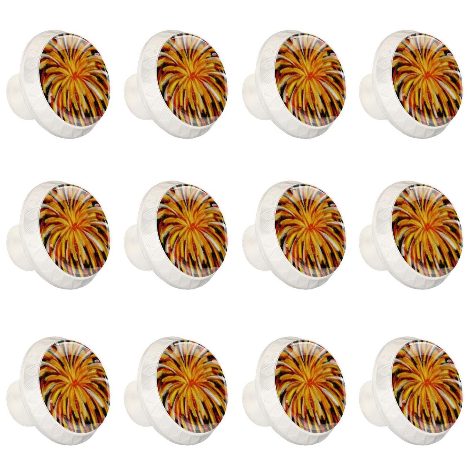 Poignées rondes en verre transparent Fireworks (lot de 12) pour tiroir