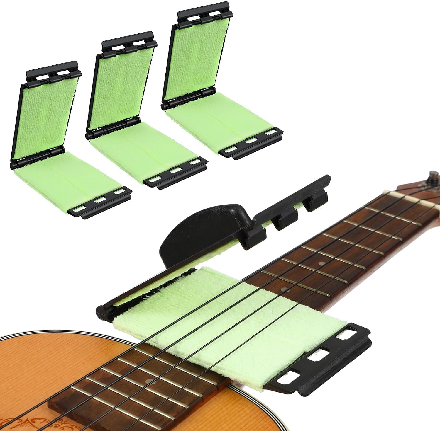 3 Pcs Guitar String Cleaner Scrubber, Fret Floss Cleaner Cloth