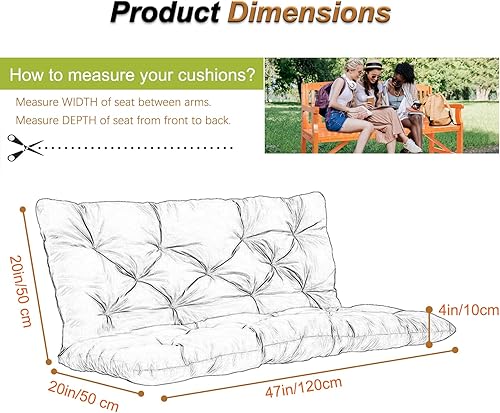 Miniatura 62 de Cojín de repuesto para columpio de 2-3 asientos, cojines de banco para exteriores con respaldo grueso de 4 pulgadas, muebles de patio, jardín, Flor