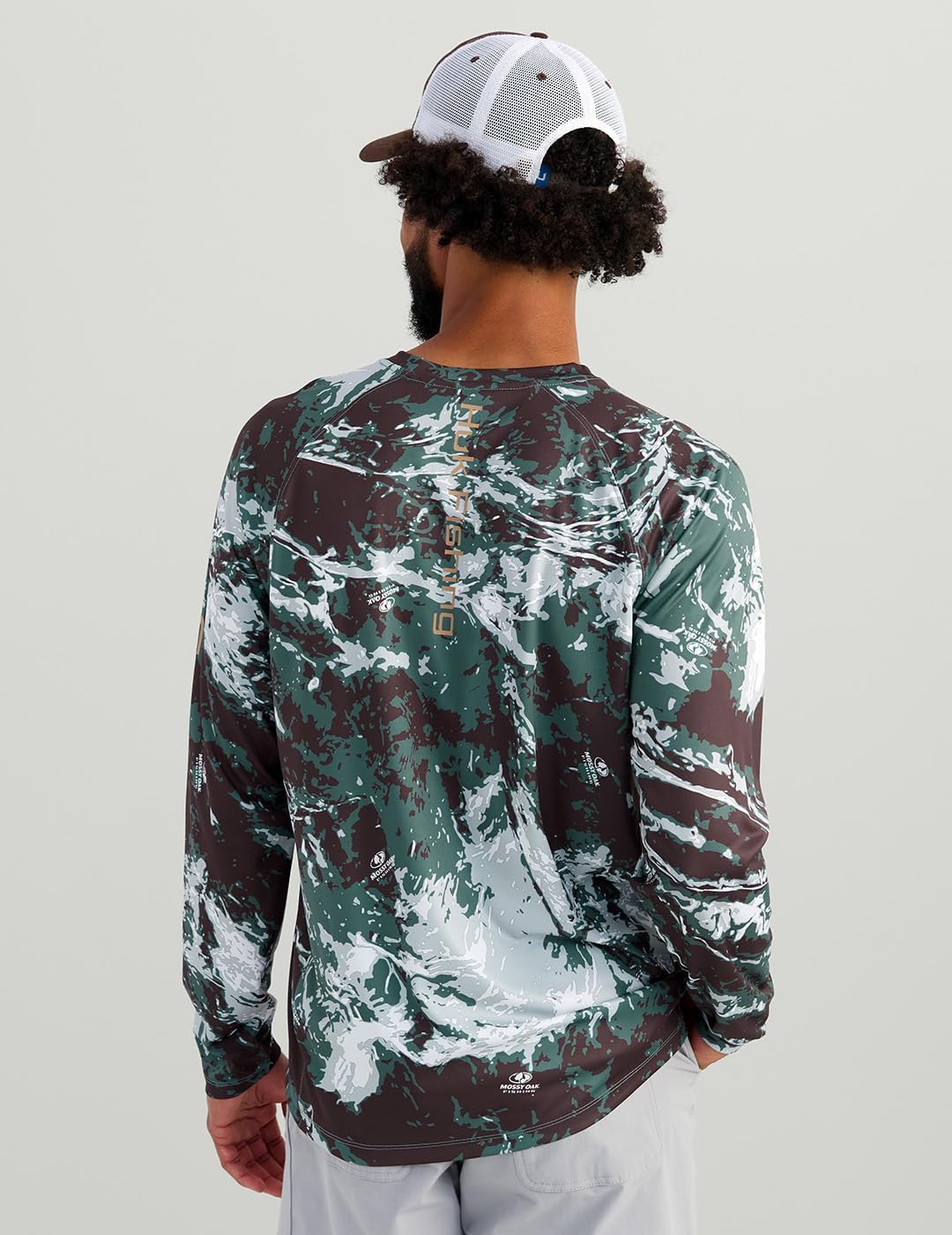 HUK Mens Pursuit Pattern Crew Long Sleeve Shirt, Performance Shirt - Image 5