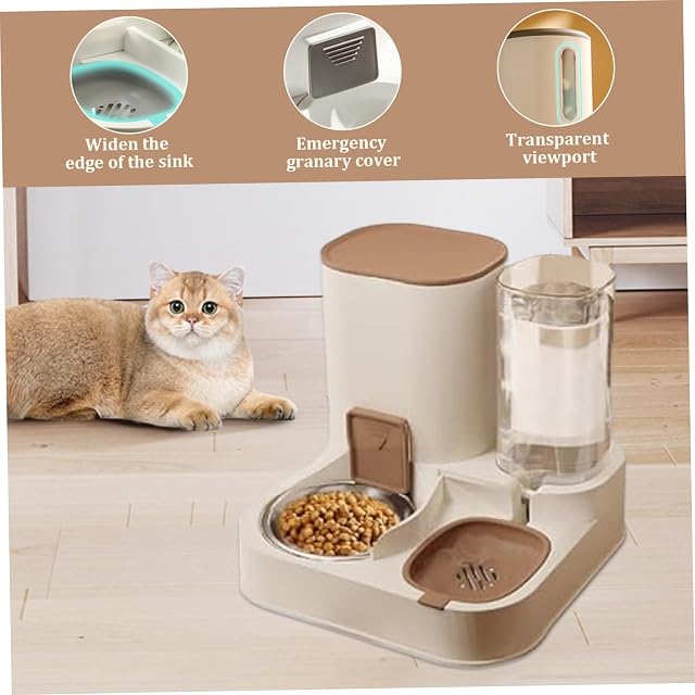 Foto 5 de 5 de Comedero y dispensador de Agua automático para Gatos 2 en 1 de Acero Inoxidable y PP