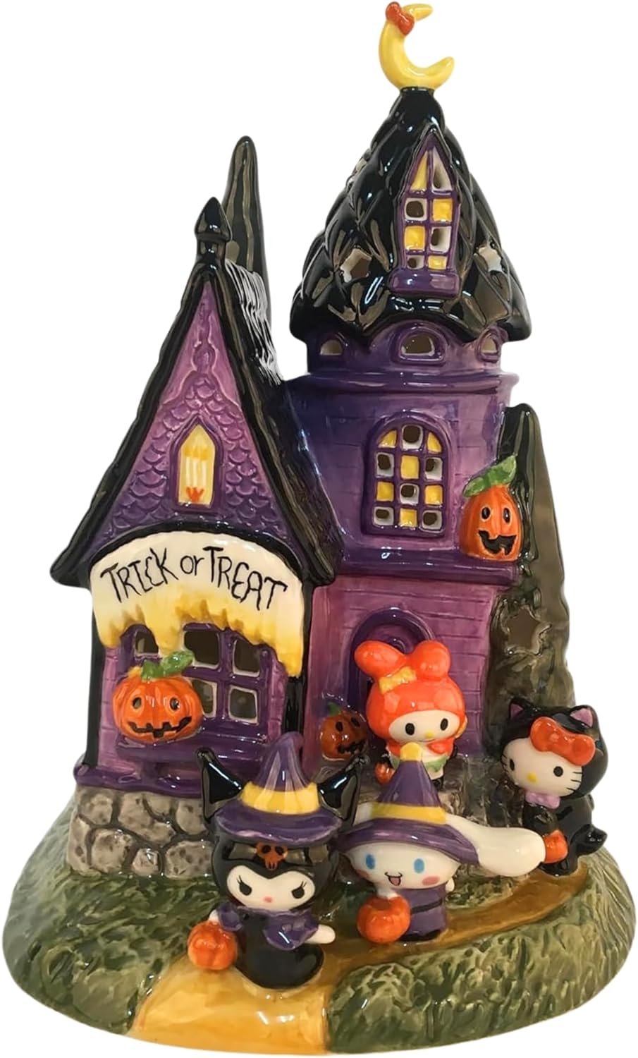 Blue Sky Clayworks Hello Kitty & Friends Trick-or-Treat Candle House, 10” Enchanting Halloween Collectible