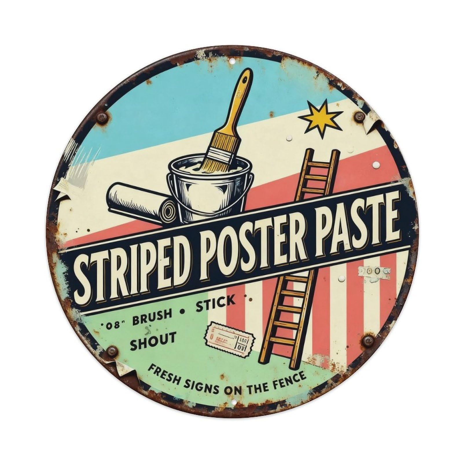 Striped Poster Paste Sign Metal Tin Sign Plaque