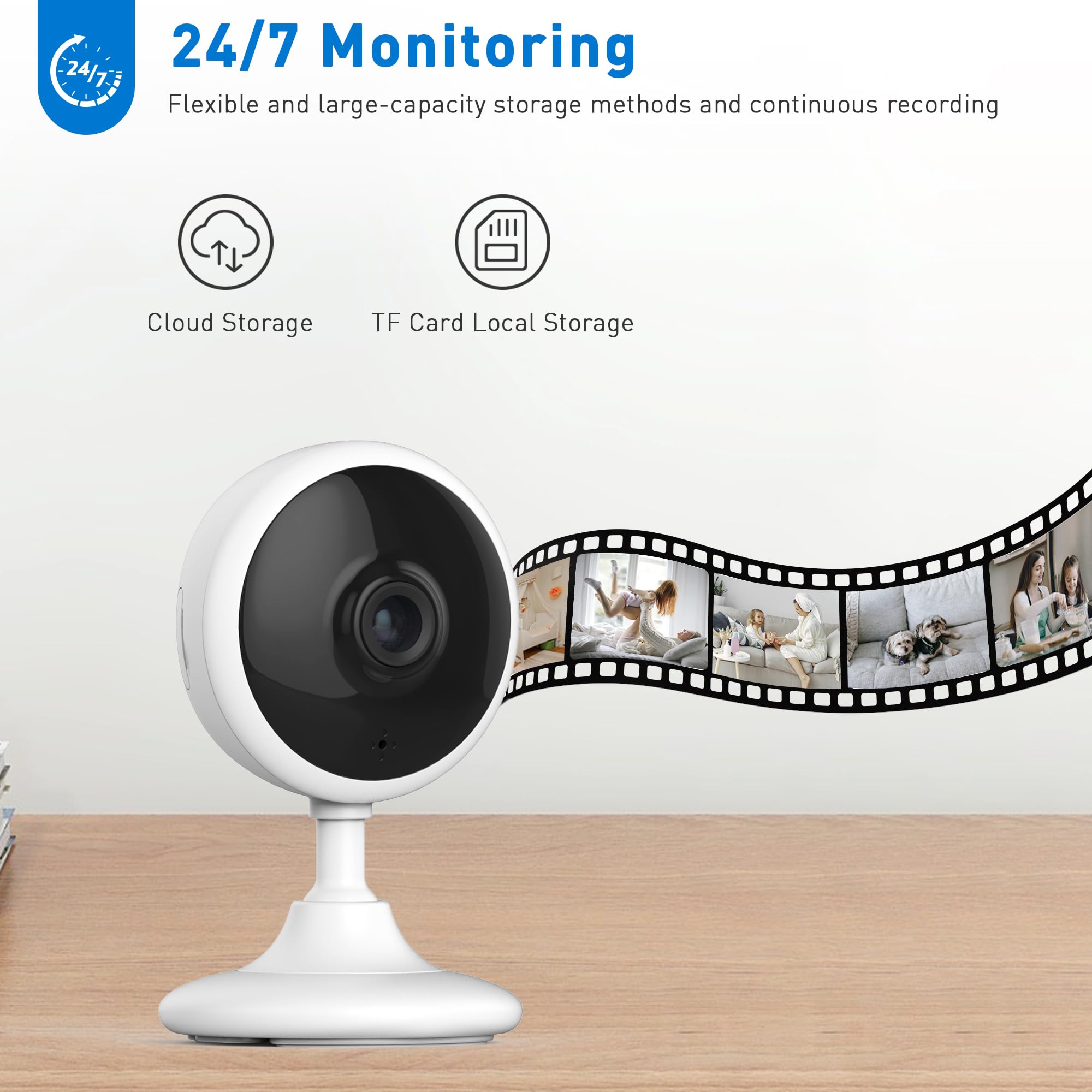 Telecamera di sicurezza domestica 2K, telecamera interna per cane/animale/anziano/baby monitor, sirena app smartphone, audio a 2 vie, visione notturna avanzata con rilevamento del movimento, 4
