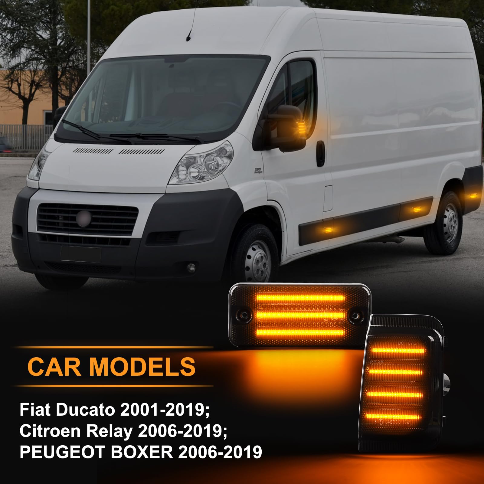Seitenmarkierungsleuchte Anzug für Fiat Ducato Citroen Relay PEUGEOT BOXER, Blinker Seitenblinker mit Canbus Fehlerfrei, Fahrtrichtungsanzeiger Spiegelblinker, Schwarz, 8 Stück