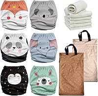 Vista 1 de Mama Koala 3.0 Baby Cloth Diapers with 6 Inserts Bundle, with 2 Pack Reusable Hanging Wet Dry Bag