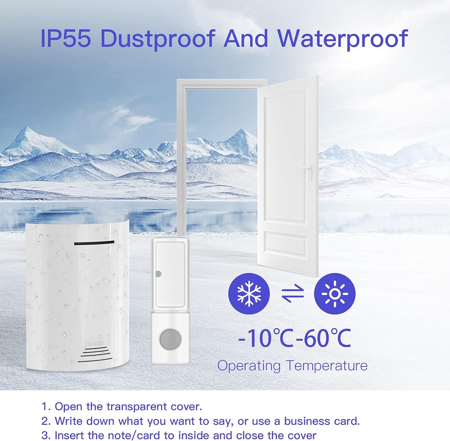 NARUIGER RG-120 White Wireless Doorbell Kit, Door Chime, Waterproof, 48 Ring Chimes with Adjustable Volumes, 1000ft Coverage, included 1 Push button and 1 Receiver - - 