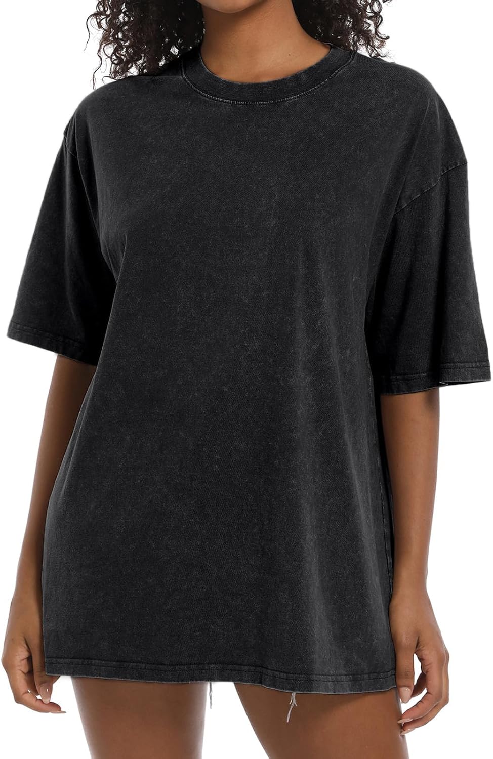 Tuislay Oversized Tshirt Shirts for Women Vintage Acid Wash T Shirt Cotton Casual Baggy Boyfriend Teens Basic Grunge Tees Top - Image 2